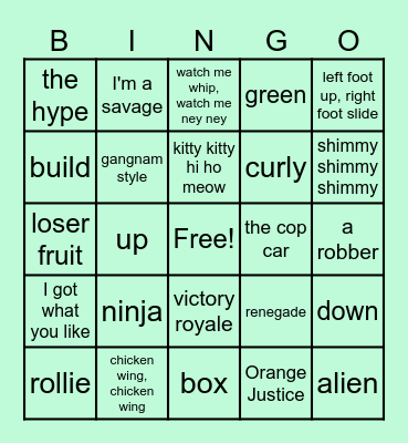 Fortnite Bingo Card