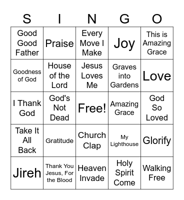 Youth Group SINGO Bingo Card