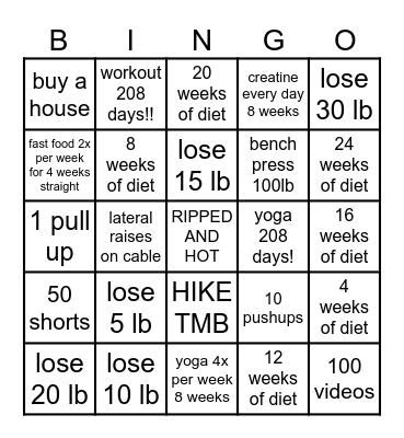 RIPPED AND HOT Bingo Card