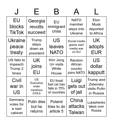 BINGO 2025-2028 Bingo Card