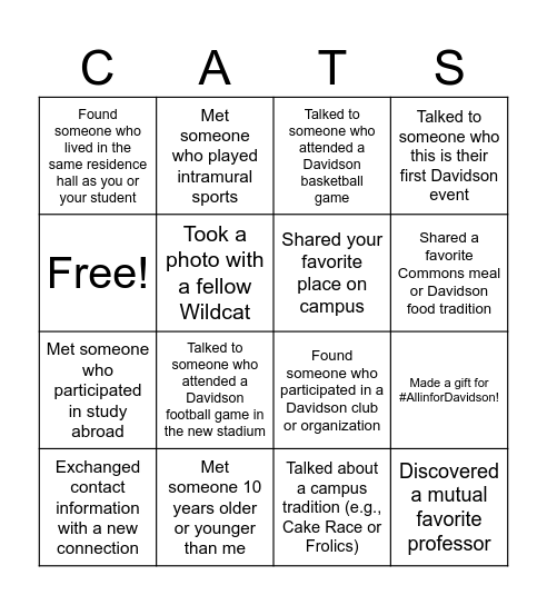 #AllinforDavidson 2025 Bingo Card