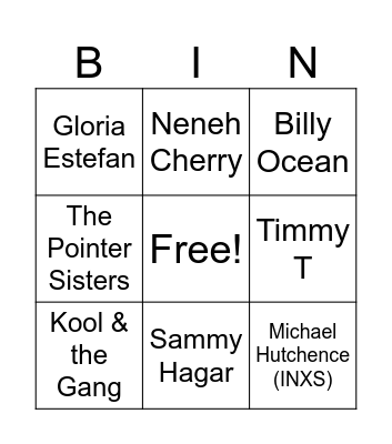 Musical Bingo Card