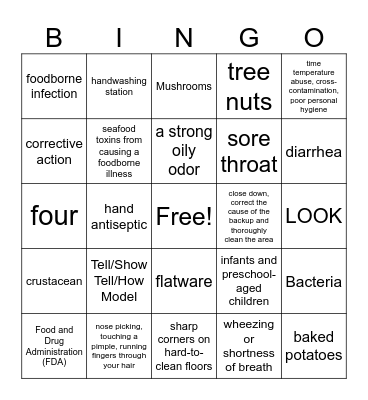 SERVSAFE READINESS Bingo Card