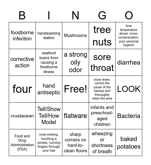 SERVSAFE READINESS Bingo Card