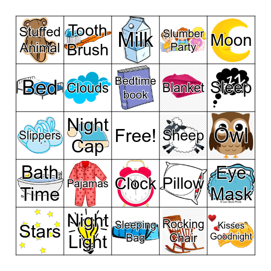 Bedtime Bingo Card