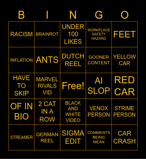 REELS BINGO Card