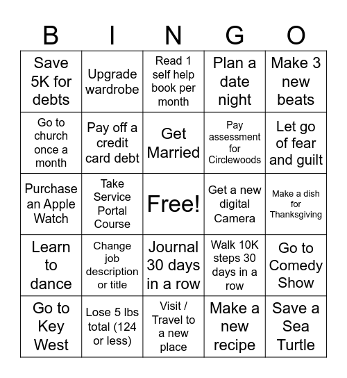 Jody Vision Board 2025 Bingo Card