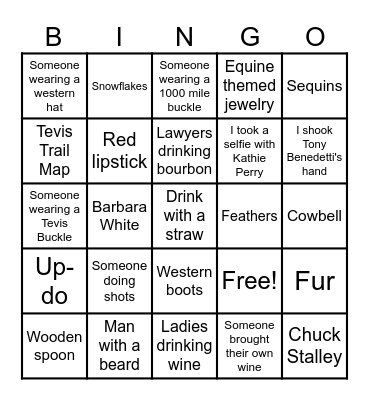 Tevis Winter Ball Bingo Card