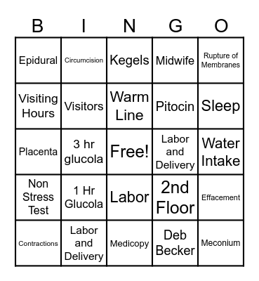 Baby Love Bingo Card