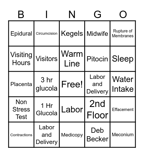 Baby Love Bingo Card
