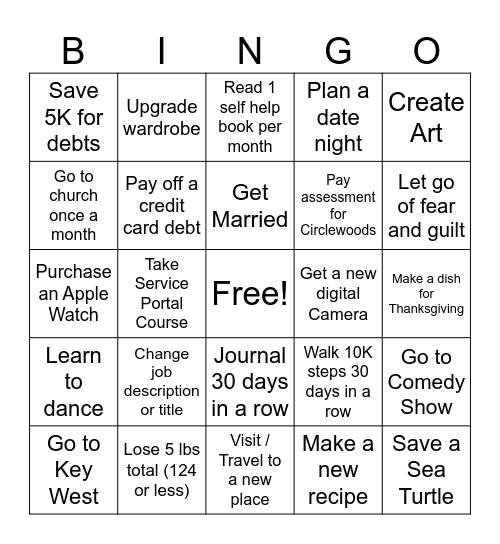 Jody Vision Board 2025 Bingo Card