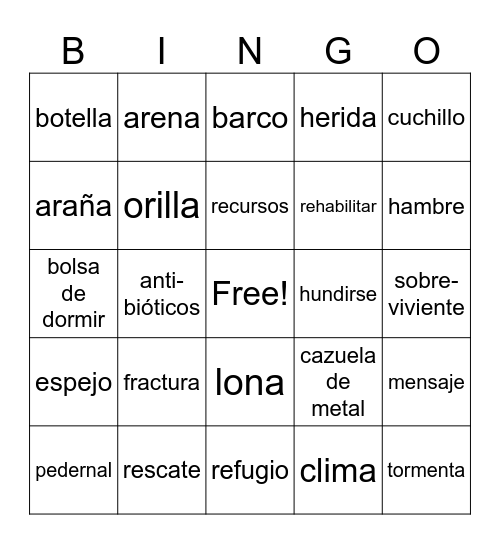 Sobreviviendo la Isla Bingo Card