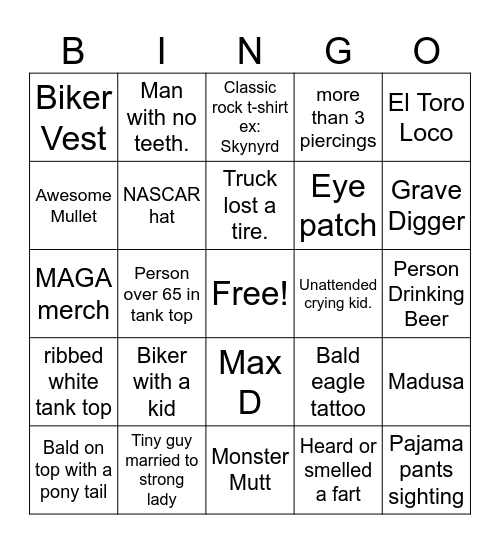 MONSTER JAM BINGO Card