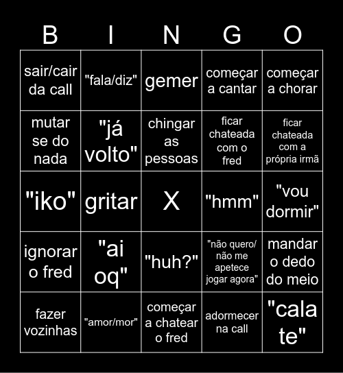 BINGO DA ISABOLAS Bingo Card