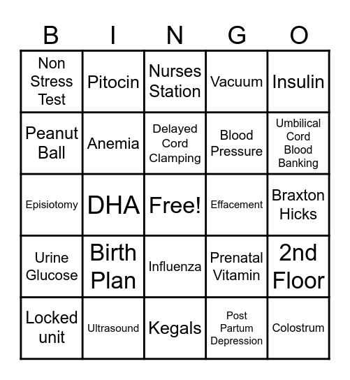 Baby Love Bingo Card