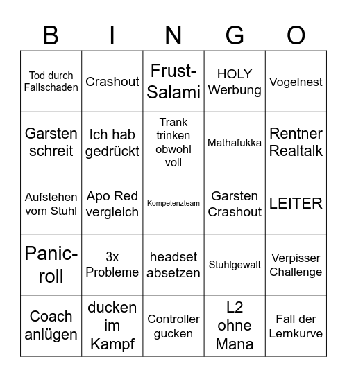Rentner x Nase ^2 Bingo Card