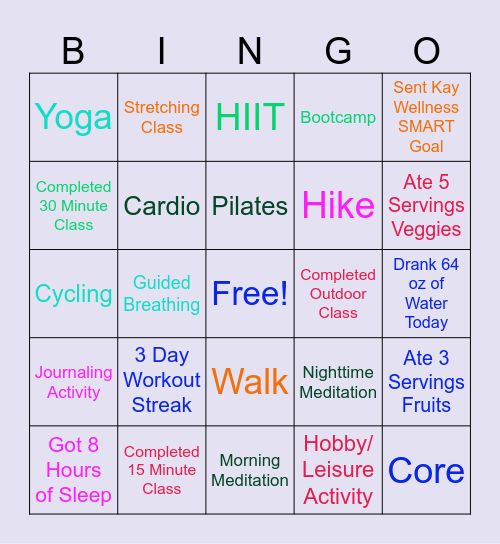 Peloton - Wellness BINGO Card