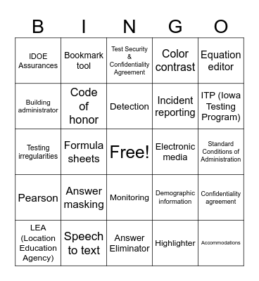 ISASP Security Training 2025 Bingo Card