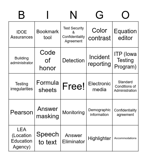 ISASP Security Training 2025 Bingo Card