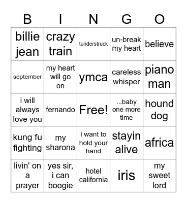 round 1 - best selling singles Bingo Card