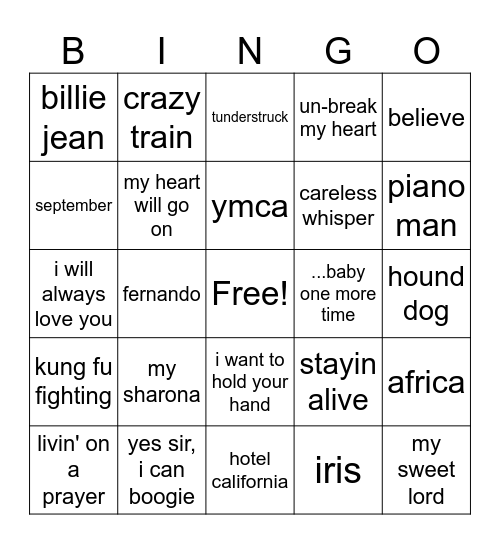round 1 - best selling singles Bingo Card