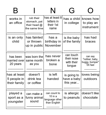 FIND SOMEONE WHO... Bingo Card
