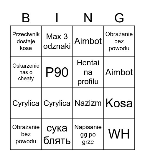 CS BINGO Card