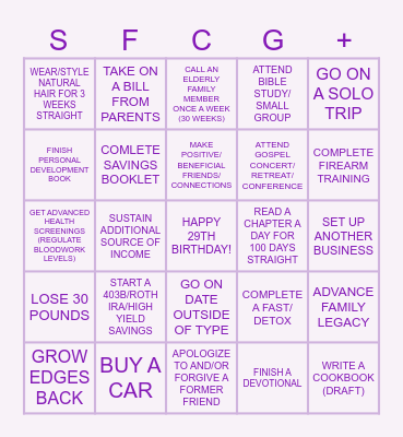 2025 GOALS BINGO BOARD Bingo Card