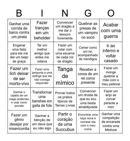Lista de Afazeres Bingo Card