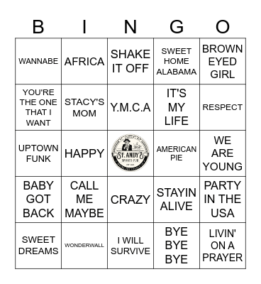 Favorite Sing-Along Songs Bingo Card