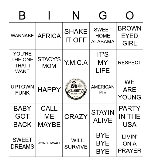 Favorite Sing-Along Songs Bingo Card