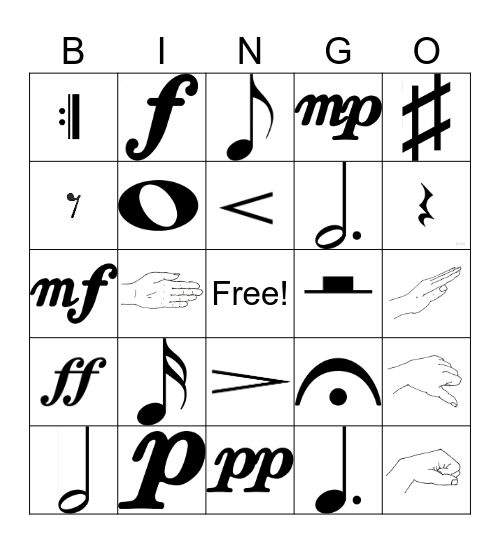 Music Symbol Bingo Card
