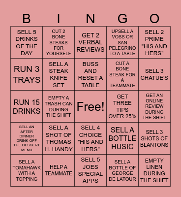 Valentines Bingo Card