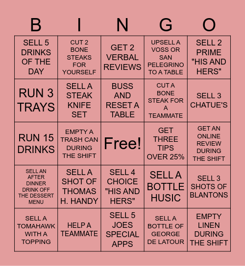 Valentines Bingo Card