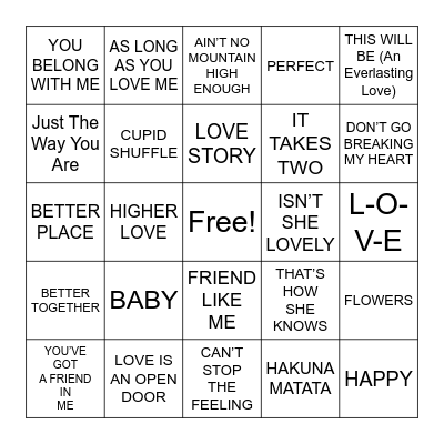 Music Bingo Card