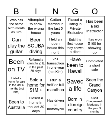 KA Team BINGO Card