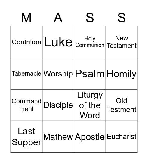 The Catholic Bingo Card
