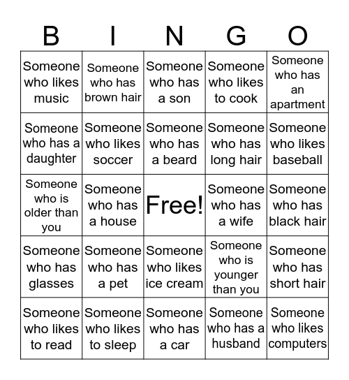 Find Someone Who . . . Bingo Card