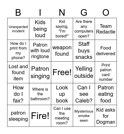 Franklin Bingo Card