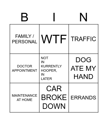 WFH Bingo Card