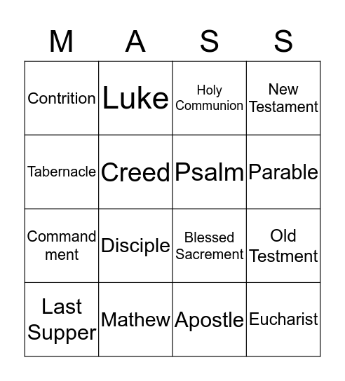 The Catholic Bingo Card