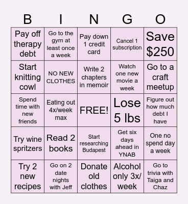 Martha's February '25 Bingo Card