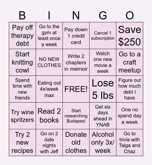 Martha's February '25 Bingo Card