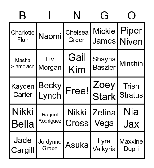 Women's Royal Rumble Bingo Card