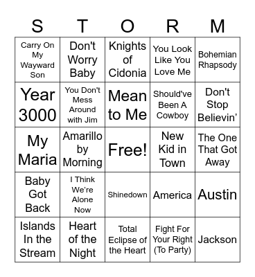 Music Bingo Card