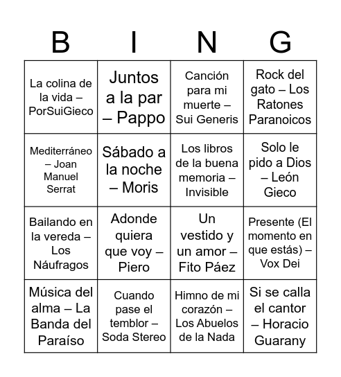 Juntada Villaguay Bingo Card