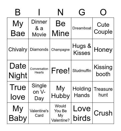 Cupid Bingo Card