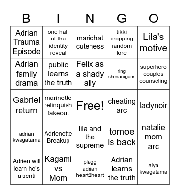 Miraculous Season 6 Bingo Card