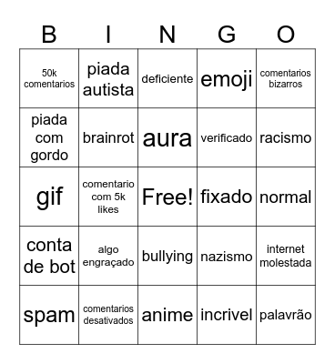shorts Bingo Card
