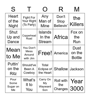 Music Bingo Card